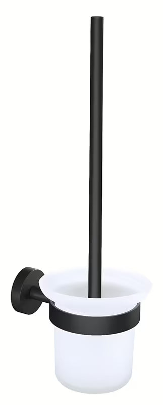 Tesa Moon Black SZCZOTKA do Wc w matowoczarnym wykończeniu z satynowym szklanym pojemnikiem