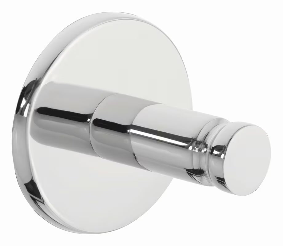 Chromowany haczyk Tesa powerbutton pro montaż bez wiercenia na płytkach i innych gładkich powierzchniach.