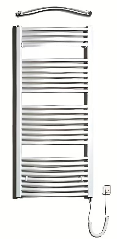 Biały elektryczny rurowy grzejnik łazienkowy Thermal Trend KDOE 600x1320 mm z grzałką 500 W