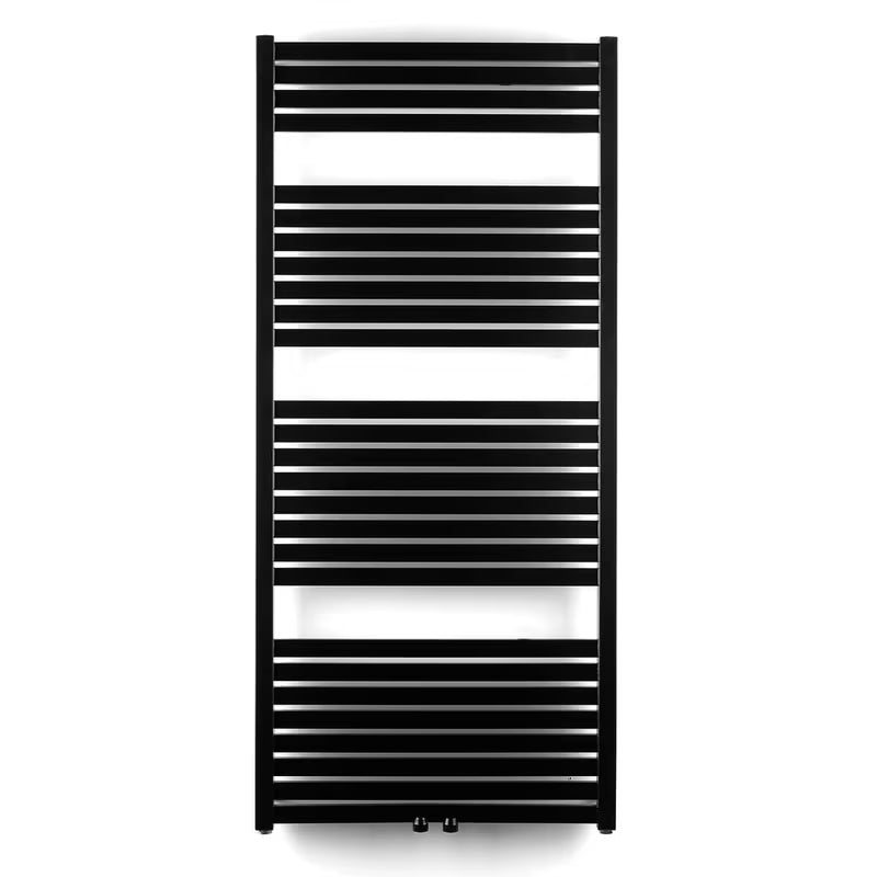 Czarny kombinowany grzejnik łazienkowy Thermal Trend Kh 169x45 cm odpowiedni pro do ogrzewania wodnego i wodno-elektrycznego.