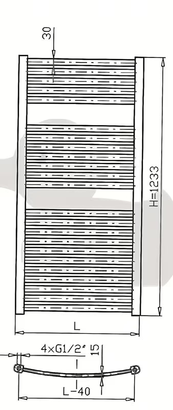 Biały kombinowany grzejnik rurowy grzejnik łazienkowy Thermal Trend KM o wymiarach 75x123,3 cm.