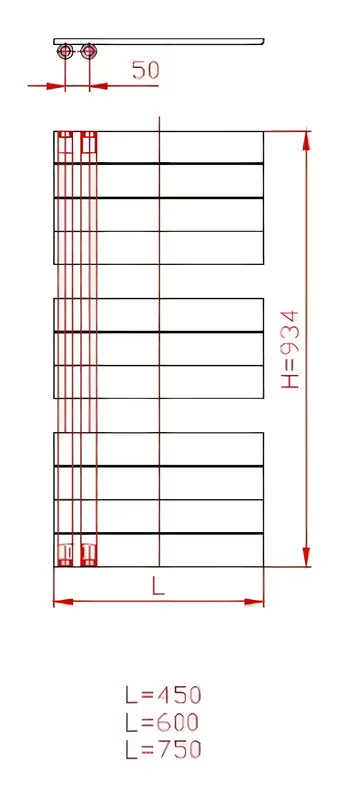 Kombinowany łazienkowy grzejnik łazienkowy Thermal Trend Oliver 45x93 cm w kolorze antracytowym