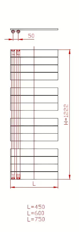 Kombinowany łazienkowy grzejnik łazienkowy Thermal Trend Oliver 45x122 cm w kolorze antracytowym