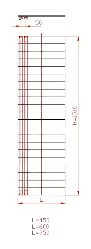 Kombinowany łazienkowy grzejnik łazienkowy Thermal Trend Oliver 151x45 cm w kolorze antracytowym