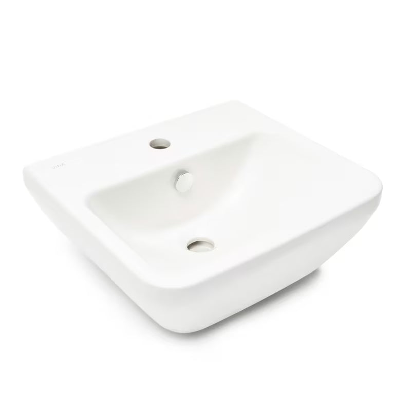Biała ceramiczna umywalka wiszące vitra Integra 45x40 cm z otworem na baterię pośrodku