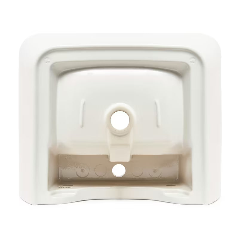 Biała ceramiczna umywalka wiszące vitra Integra 55x45 cm z otworem na baterię pośrodku i przelewem.