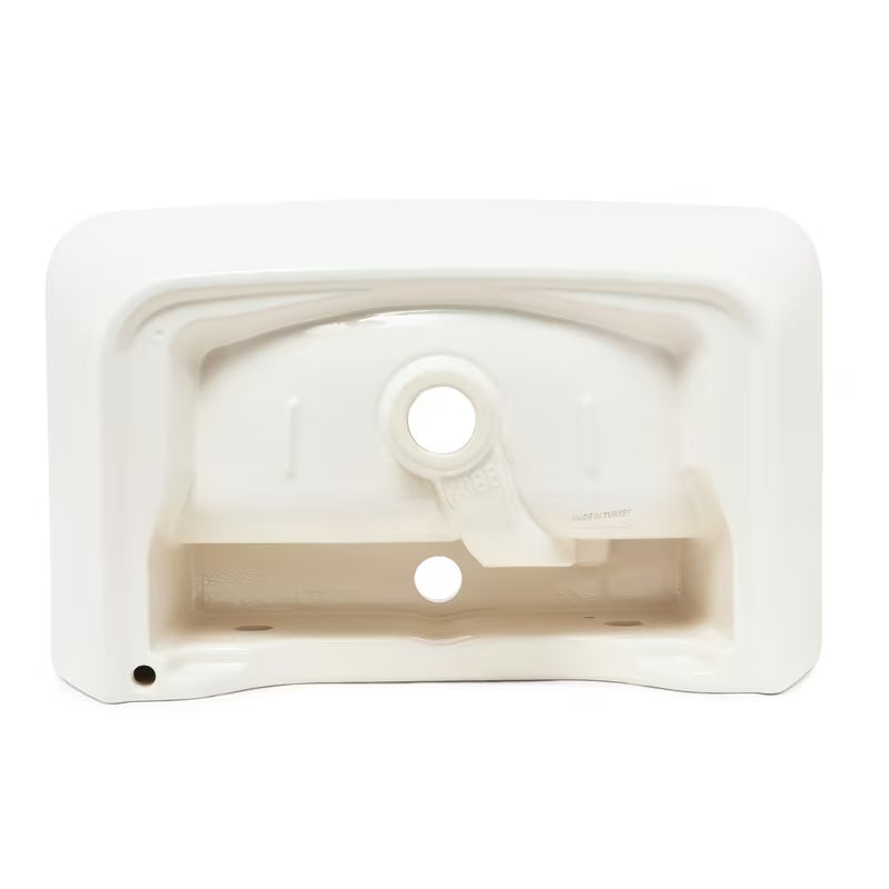 Biała umywalka wisząca Vitra Integra 60x36 cm, ceramiczna, z otworem pro na baterię pośrodku i z przelewem.