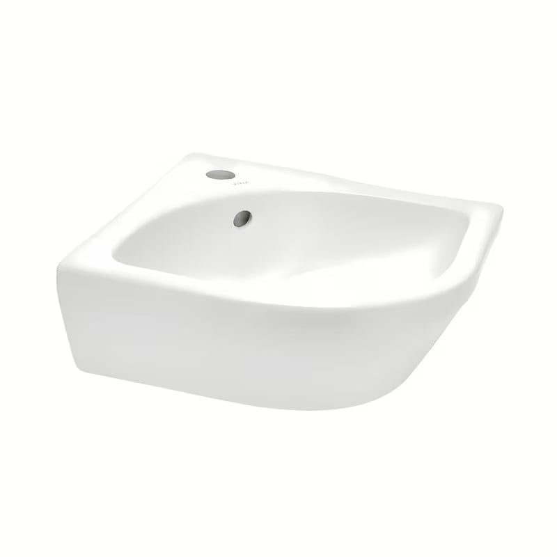 Biała narożne mała umywalka vitra Integra 56x40 cm z przelewem i otworem pro na baterię pośrodku