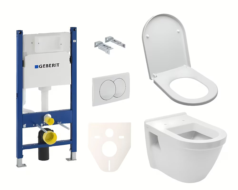 Zestaw WC podtynkowy vitra Integra ze stelażem Geberit Duofix i białym przyciskiem Delta 20