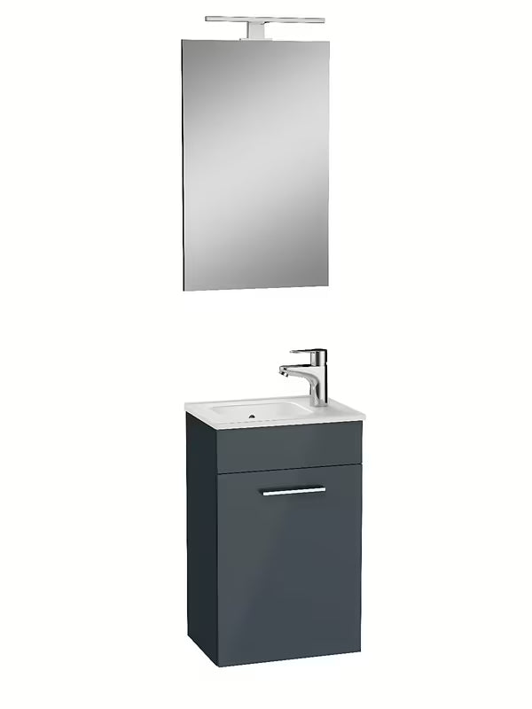 Vitra Mia zestaw mebli łazienkowych 39x28 cm w kolorze antracytowym z szafką, umywalką, lustrem i oświetleniem LED