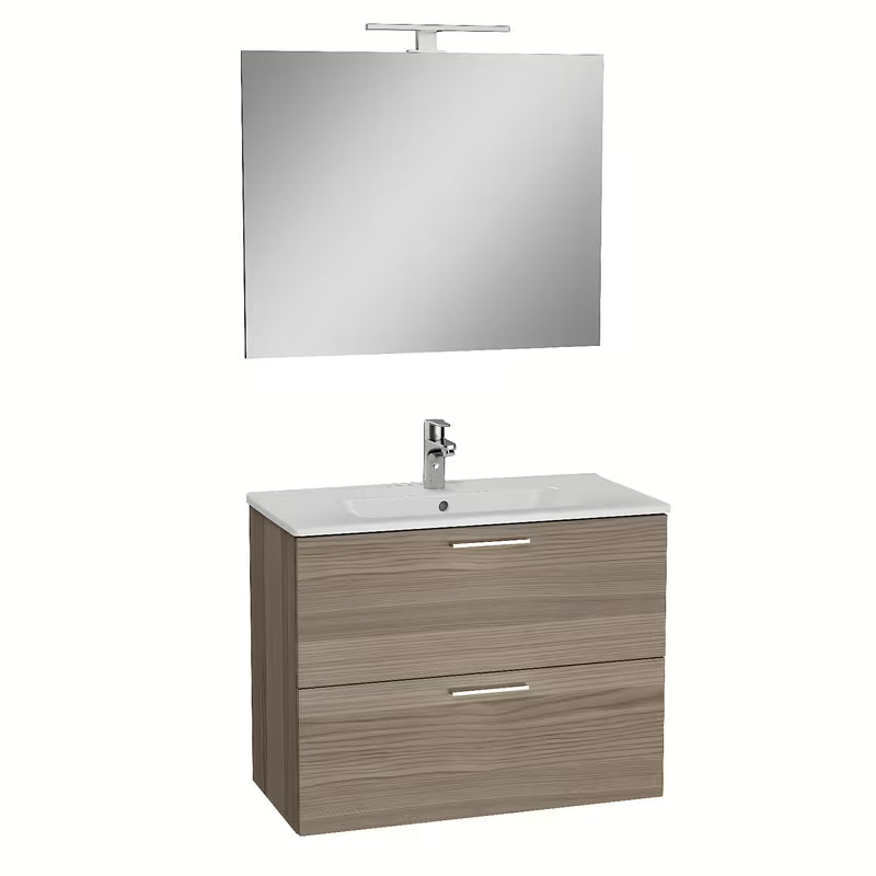Zestaw mebli Łazienkowych Vitra Mia 79 x 39,5 cm w dekorze cordoba z szafką, umywalką, lustrem i oświetleniem LED