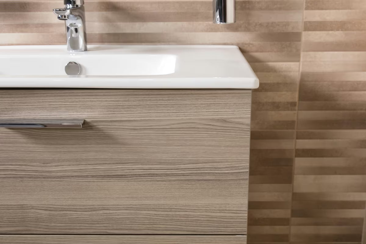 Zestaw mebli Łazienkowych Vitra Mia 79 x 39,5 cm w dekorze cordoba z szafką, umywalką, lustrem i oświetleniem LED