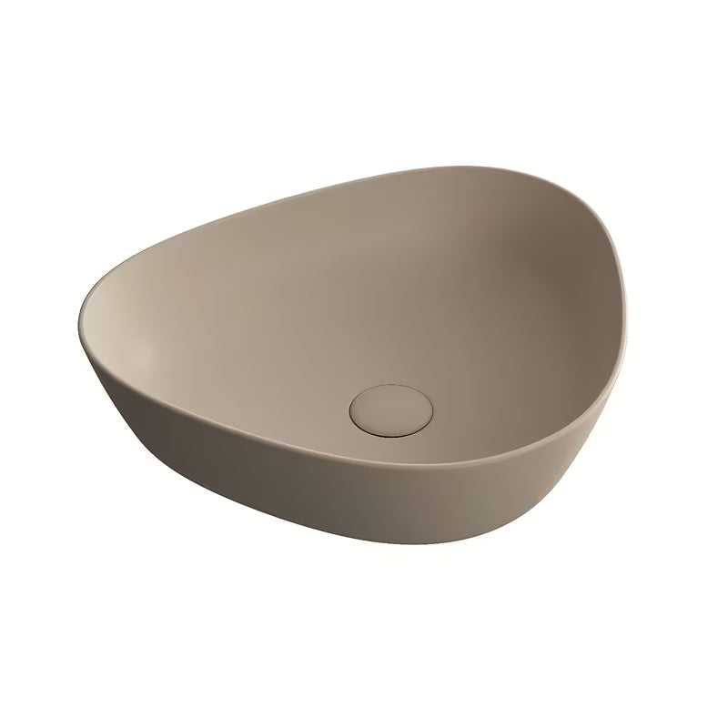 Ceramiczna umywalka nablatowa Vitra Nuo 46,5 x 39,5 cm w kolorze clay beige bez otworu na baterię.