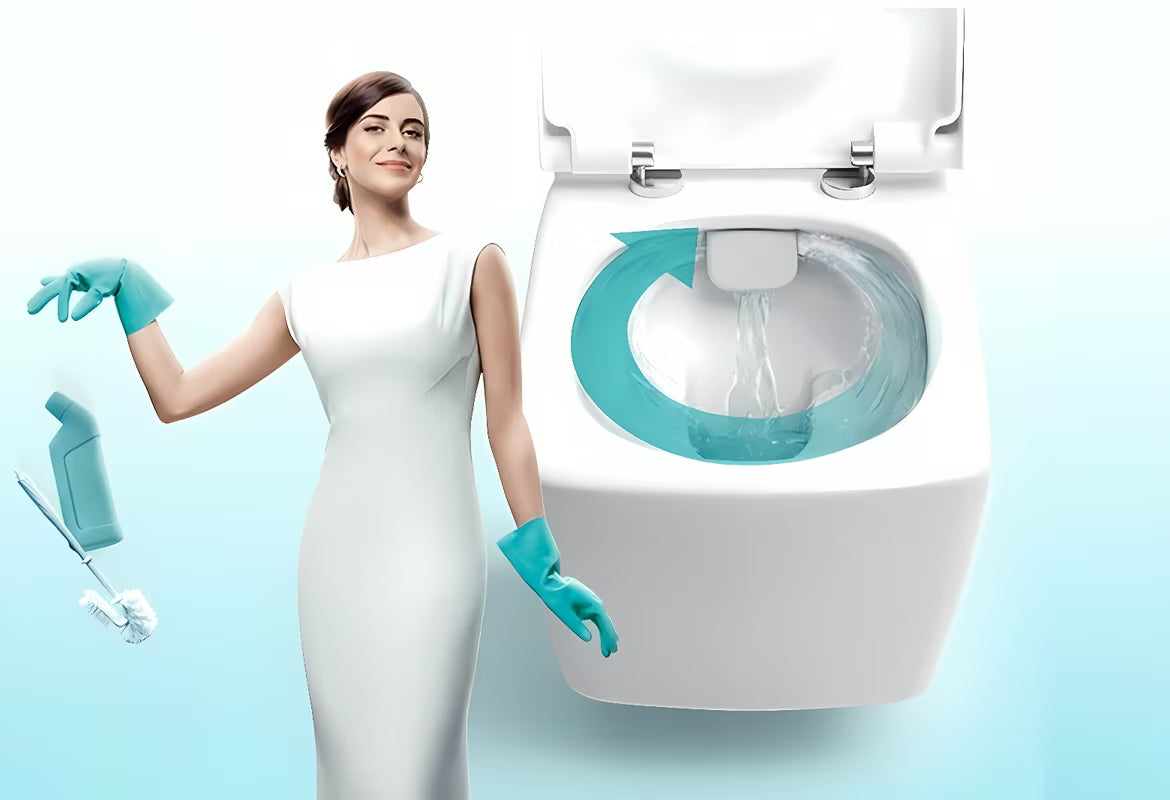 Białe miska WC wisząca vitra Shift bez układu spłukującego z ukrytym mocowaniem i zaokrąglonym kształtem.