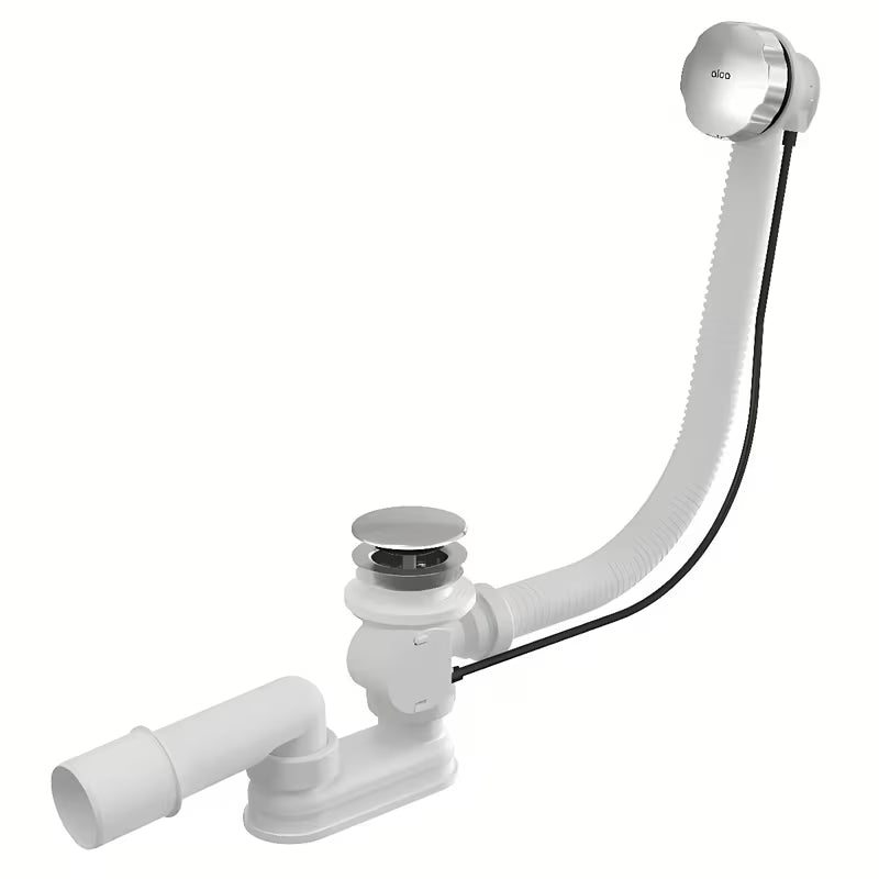 Chromowany automat wannowy Alca z zestawem odpływowo-przelewowym pro wanny z otworem Ø52 mm