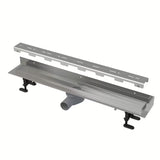 Stalowy odpływ liniowy Alca 81 cm z matowym rusztem ze stali nierdzewnej i niskim obrotowym syfonem