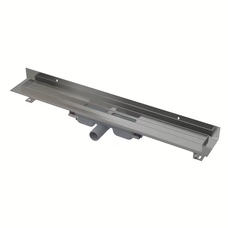 Nierdzewny odpływ liniowy Alca APZ116 pro montaż przyścienny  z rusztem o szerokości 85 cm
