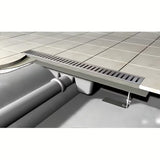 Stalowy odpływ liniowy Alca Chrome 95 cm pro odpływ prysznice do montażu w poziomie podłogi
