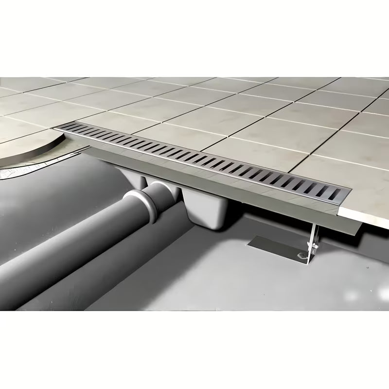 Stalowy odpływ liniowy Alca Chrome 95 cm pro odpływ prysznice do montażu w poziomie podłogi