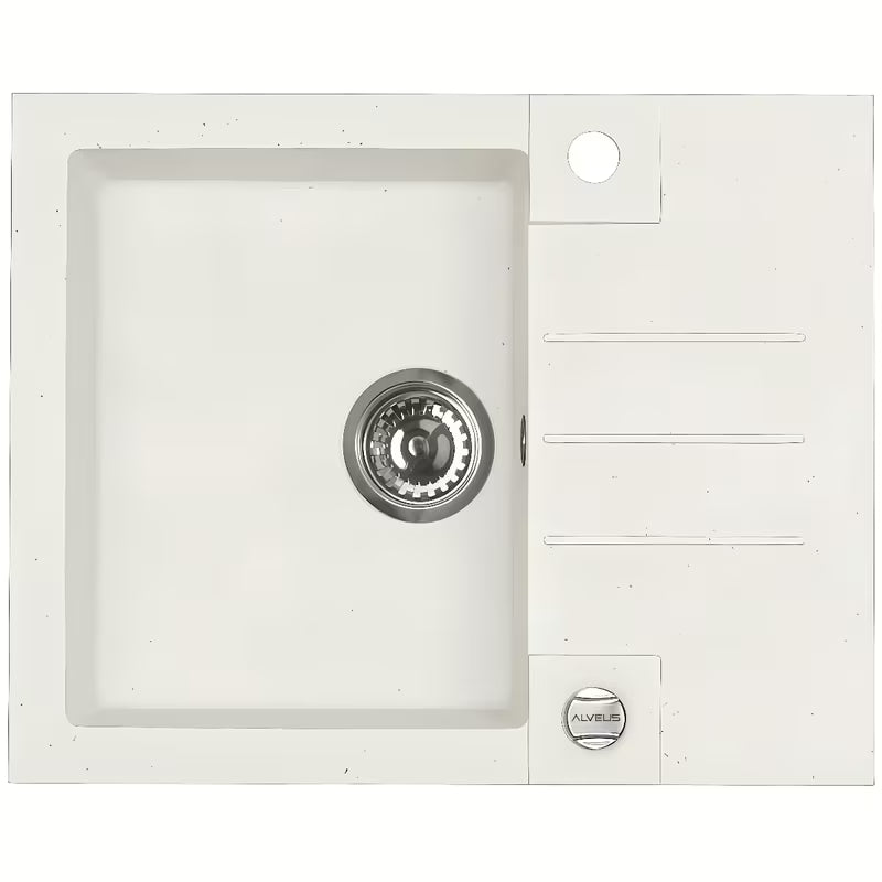 Granitowy zlewozmywak  Alveus na blat roboczy 595 x 475 mm w wykończeniu White 11