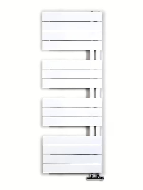 Biały kombinowany łazienkowy grzejnik łazienkowy Anima Oliver 45x122 cm odpowiedni pro ogrzewania i suszenia ręczników.