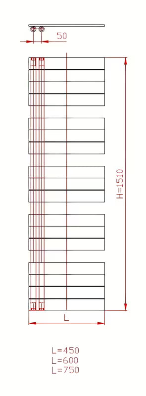 Biały kombinowany łazienkowy grzejnik łazienkowy Anima Oliver 45x151 cm pro ogrzewania i suszenia ręczników.