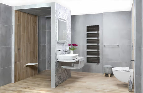 Biały kombinowany łazienkowy grzejnik łazienkowy Anima Oliver 151x60 cm, odpowiedni również pro suszenia ręczników.