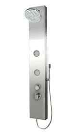 Panel prysznicowy Anima Primeshower z baterią jednouchwytową, deszczownicą, słuchawką prysznicową i dyszami masującymi.