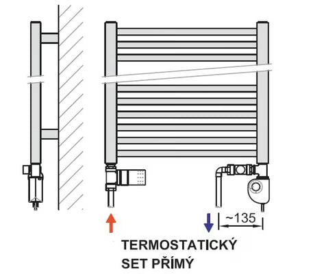 Chromowany kombinowany grzejnik łazienkowy Anima Titus 55x125 cm z podłączeniem środkowym 50 mm