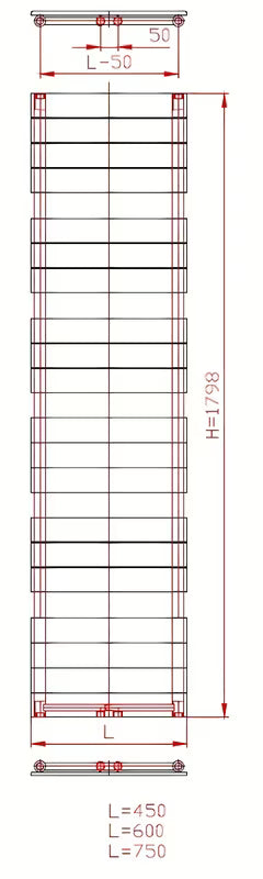 Biały kombinowany grzejnik łazienkowy Anima Viktor 60x179 cm odpowiedni pro ogrzewania i suszenia ręczników.