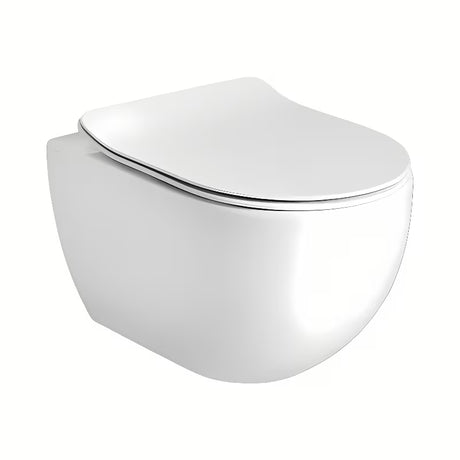 Białe miska WC wisząca Axa Glomp z bezkołnierzowym spłukiwaniem Rimless i zaokrąglonym designem