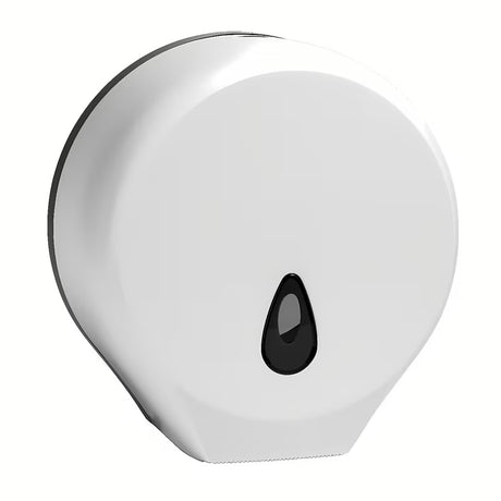 Biały plastikowy zamykany podajnik papieru toaletowego Bemeta pro na rolki o średnicy do 25/26 cm.