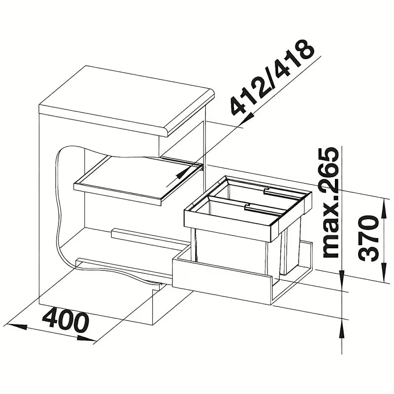 Kosz na Śmieci sorter Blanco Flexon II o nowoczesnym wzornictwie pro do szafki kuchennej od 45 cm.