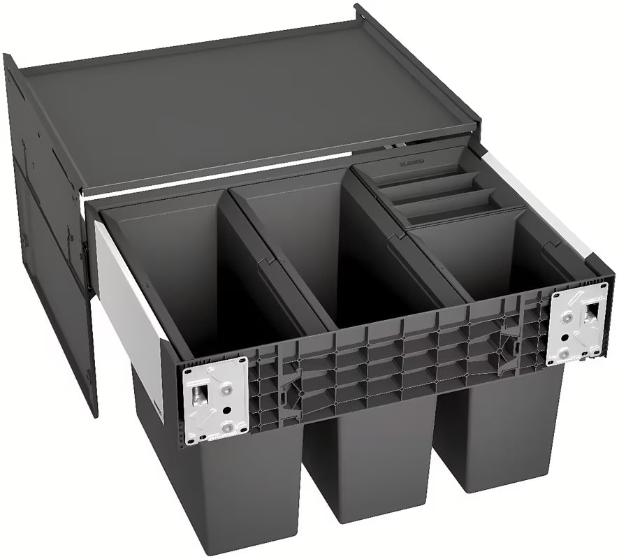 System segregacji odpadów Blanco Select II z wysuwem frontowym pro do szafki 60 cm i pojemnikami 2×15 l + 2×6 l.
