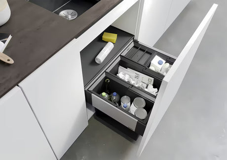System segregacji odpadów Blanco Select II z wysuwem frontowym pro do szafki 60 cm i pojemnikami 2×15 l + 2×6 l.