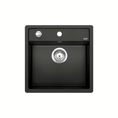 Granitowy zlewozmywak jednokomorowy kuchenny Blanco Dalago 5 w kolorze czarnym pro montaż od góry na blat roboczy.
