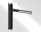 Blanco Linee - S bateria zlewozmywakowa czarny/chrom z wyciąganą wylewką w wykończeniu SILGRANIT®-Look