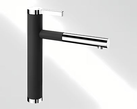 Blanco Linee - S bateria zlewozmywakowa czarny/chrom z wyciąganą wylewką w wykończeniu SILGRANIT®-Look