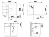 Blanco Metra 45 S Compact granitowy zlewozmywak  z ociekaczem, antracit, montaż od góry