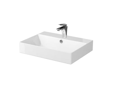 Cersanit Inverto wiszące umywalka ceramiczna w kolorze białym z otworem na baterię pośrodku pro