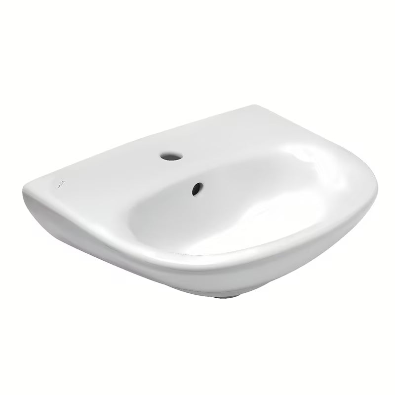 Biała wiszące ceramiczna umywalka Fayans Neo 50 x 40 cm z otworem pro na baterię pośrodku