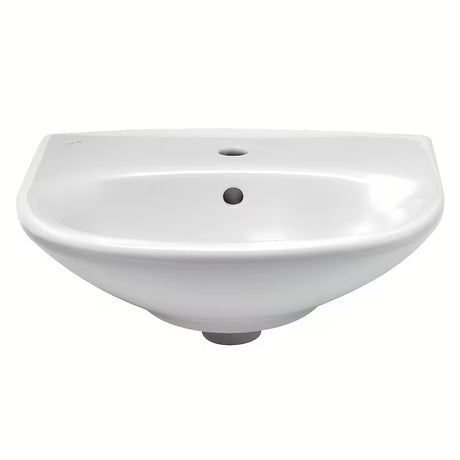 Biała wiszące ceramiczna umywalka Fayans Neo 50 x 40 cm z otworem pro na baterię pośrodku