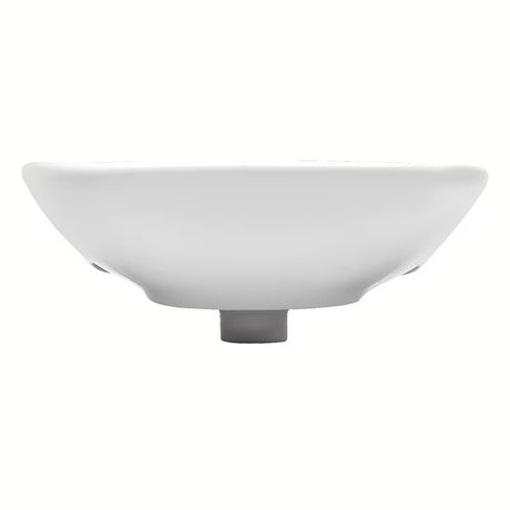 Biała wiszące ceramiczna umywalka Fayans Neo 50 x 40 cm z otworem pro na baterię pośrodku