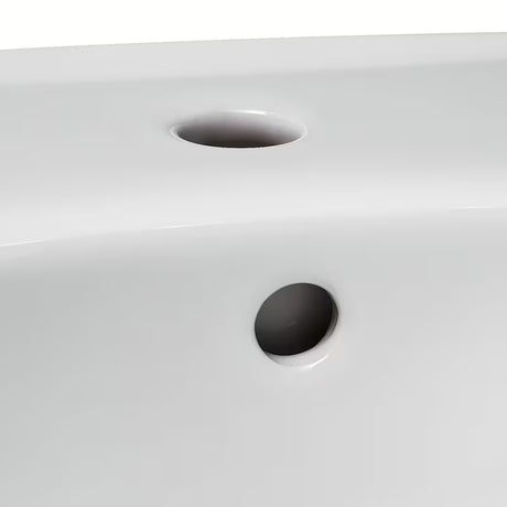 Biała wiszące ceramiczna umywalka Fayans Neo 50 x 40 cm z otworem pro na baterię pośrodku