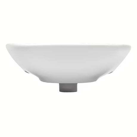 Biała wiszące ceramiczna umywalka Fayans Neo 55 x 44 cm z otworem pro na baterię pośrodku