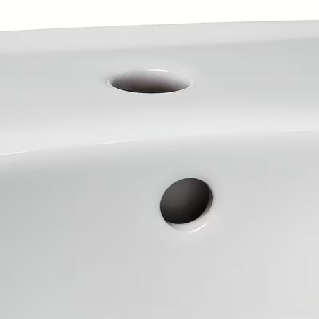 Biała wiszące ceramiczna umywalka Fayans Neo 55 x 44 cm z otworem pro na baterię pośrodku
