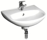 Biała ceramiczna mała umywalka Fayans Neo 40x32 cm z otworem pro na baterię pośrodku