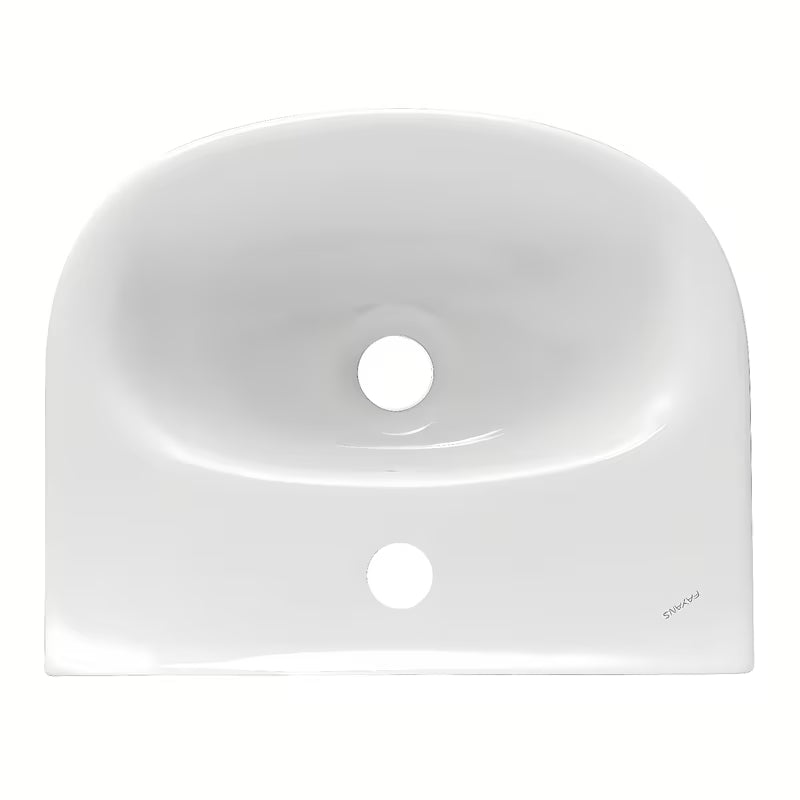 Biała ceramiczna mała umywalka Fayans Neo 40x32 cm z otworem pro na baterię pośrodku