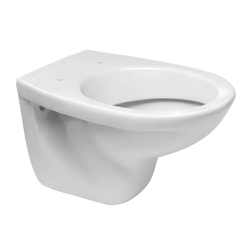 Białe miska WC wisząca Fayans Neo z trwałej ceramiki sanitarnej z odpływem poziomym i oszczędnym spłukiwaniem DualFlush.