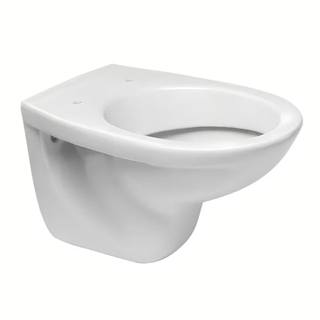 Białe miska WC wisząca Fayans Neo z trwałej ceramiki sanitarnej z odpływem poziomym i oszczędnym spłukiwaniem DualFlush.